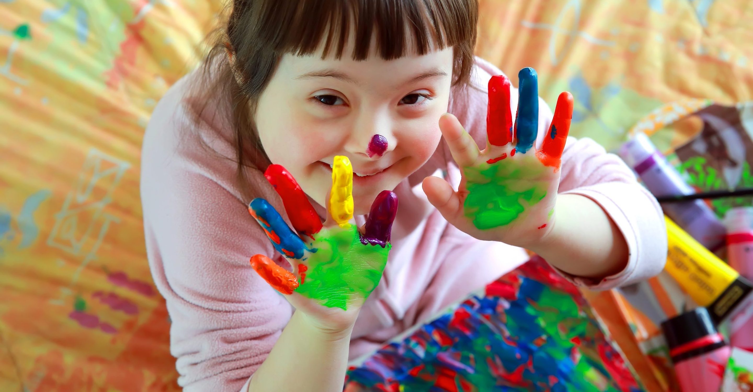 girl with painted hands